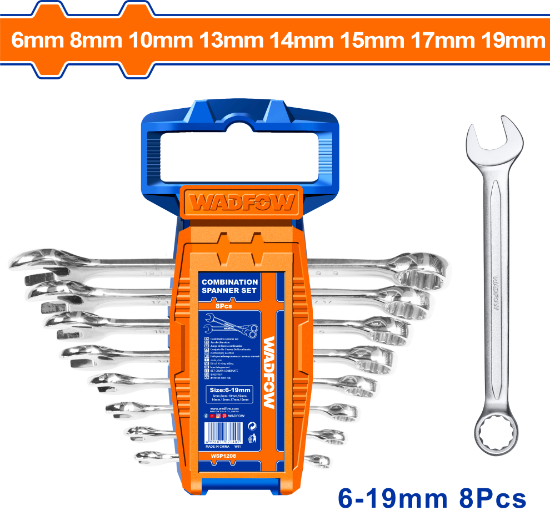 8 Pcs (6,8,10,13,14,15,17,19)mm  طقم شق مسنن - Box (6 pcs) - 8pcs combination spanner set