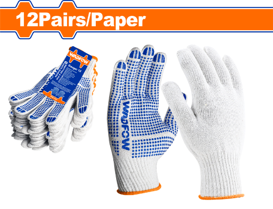PVC كفوف قطن منقط - Box (12 pcs) - HAND PROTECTION