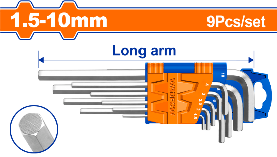 9 Pcs   CR-V   Long arm    طقم مسدس طويل - Box (6 pcs) - 9pcs hex key set
