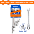 7 Pcs  8-19mm  طقم شق مسن طقطاق متحرك - Box (6 pcs) - 7pcs Flexible Ratchet Spanner Set
