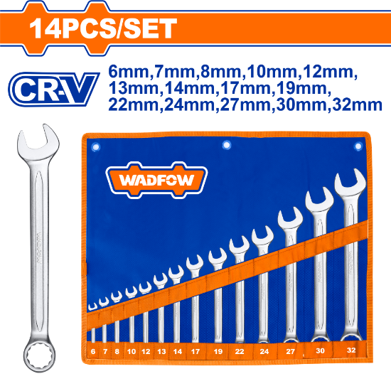 14 Pcs  6-32mm  طقم شق مسن - Pcs - 14 Pcs Combination spanner set