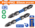 2 Pcs PH2+PH2  65mm S2 راس مفك مقدح مصالب ميلتين بولاد - Pcs - Impact Screwdriver bit