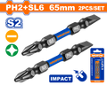 2 Pcs PH2+SL6.0 x 1.0 65mm S2 راس مفك مقدح مصالب وشق بولاد - Pcs - Impact Screwdriver bit
