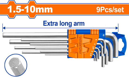 CRV   طقم مسدس اكسترا طويل - Box (6 pcs) - 9pcs hex key set