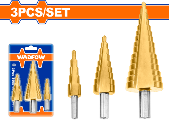 3 Pcs  HSS   طقم ريش حديد بلبل  - Pcs - 3 Pcs step drill bit set