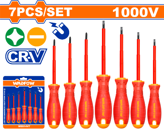 7 Pcs 1000 V  طقم مفكات براغي معزول - Box (6 pcs) - 7 Pcs Insulated screwdriver set