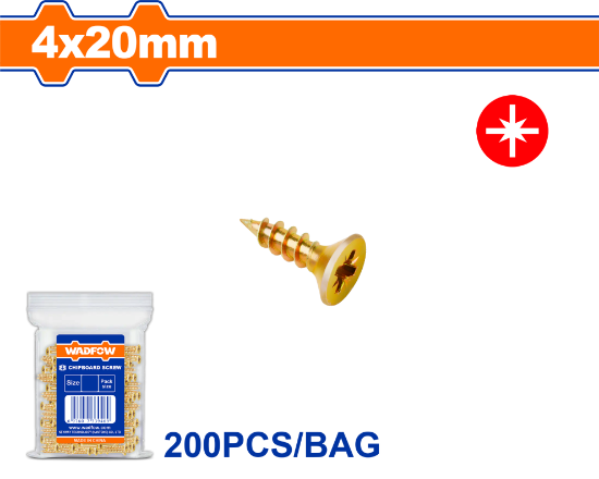200 Pcs  4 x 200 mm   برغي اصفر خشابي مصالب - Pcs -