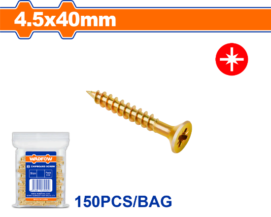 150 Pcs  4.5 x 40 mm   برغي اصفر خشابي مصالب - Pcs -