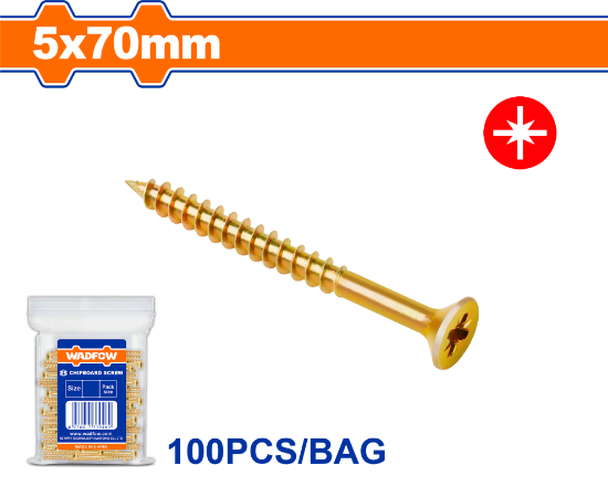 100 Pcs  5 x 70 mm   برغي اصفر خشابي مصالب - Pcs -