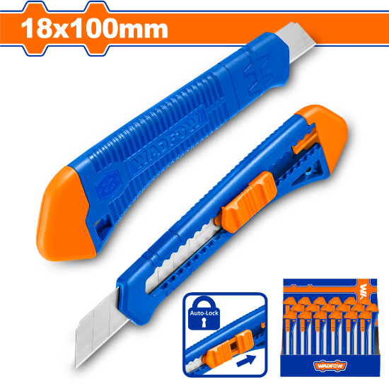 18 mm x 100 mm   سكين شفرة شاسي بلاستك سحب - Box (20 pcs) - Blade Size:18mmx100mm