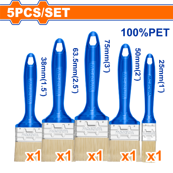 5 Pcs  Bristle  طقم فراشي دهان مائي مسكة بلاستك - Box (12 pcs) - 5pcs paint brush set