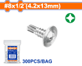 300 Pcs 8 x 1/2" (4.2x13mm) TOT برغي راس جمالون مصالب مزيبق - Pcs -
