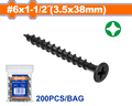 200 Pcs  6 x 1-1/2" (3.5x38mm)   برغي اسود خشابي مصالب - Pcs -