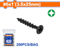 200 Pcs  6x 1" (3.5x25mm)   برغي اسود خشابي مصالب - Pcs -
