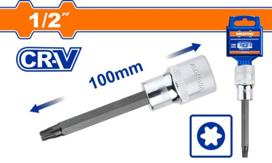 1/2" 100mm T30 طربوش راس منجم طويل - Box (10 pcs) - 1/2" Long Torx bit socket