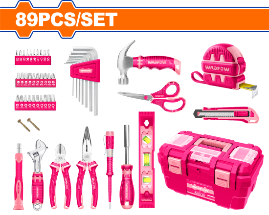 89Pcs شنطة عدة نسائي - Pcs - 89 Pcs pink hand tools set