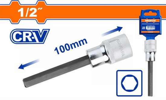 1/2" (4x100)mm طربوش راس مسدس طويل - Box (10 pcs) - 1/2" Long Hex bit socket