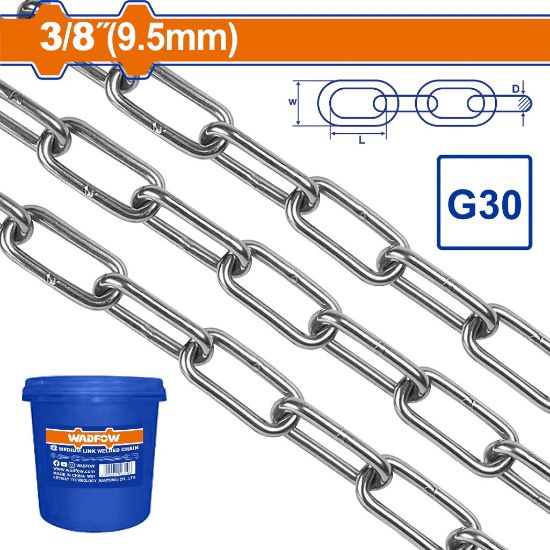 9.5mm(3/8") 25Kg 13m G30 جنزير مزيبق   - Pcs - Medium link chain