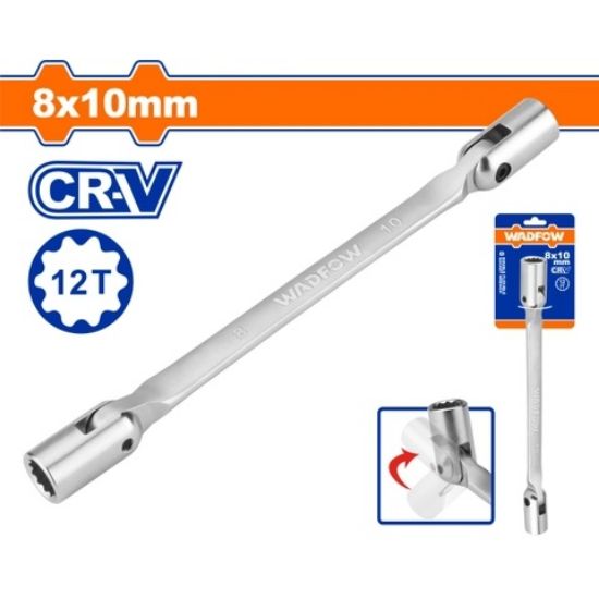 (8-9)mm مفتاح طربوش من الميلتين متحرك - Box (20 pcs) - Double end flexible head wrench with 12 points socket
