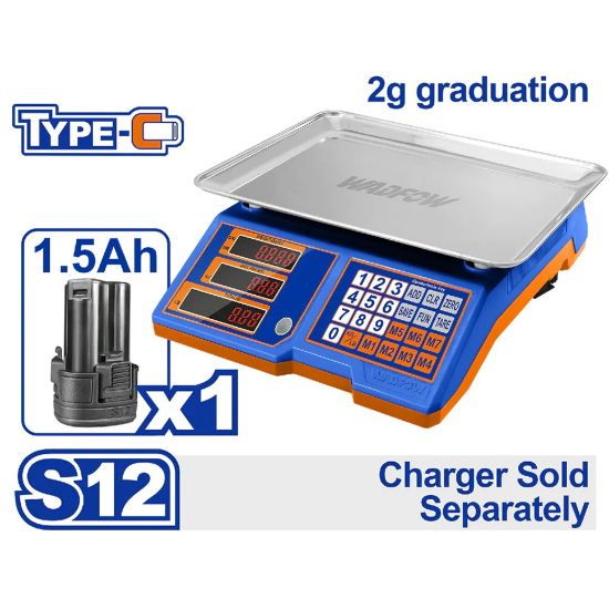12V 30 Kg  ميزان ديجيتال على الكهرباء والبطارية - Pcs - Max. weight: 30kg(66Lb)