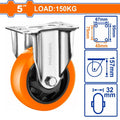 Load:150kg PP+PVC 5" دولاب قاعدة حديد ثابتة - Pcs - 5" Rigid caster