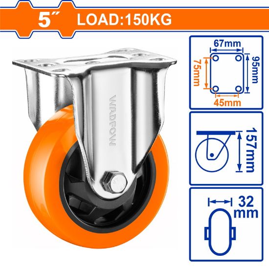 Load:150kg PP+PVC 5" دولاب قاعدة حديد ثابتة - Pcs - 5" Rigid caster