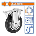 Load:230kg steel+rubber 8" دولاب قاعدة حديد ثابتة - Pcs - 8" Rigid caster