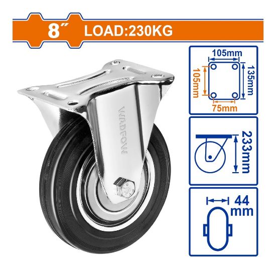 Load:230kg steel+rubber 8" دولاب قاعدة حديد ثابتة - Pcs - 8" Rigid caster