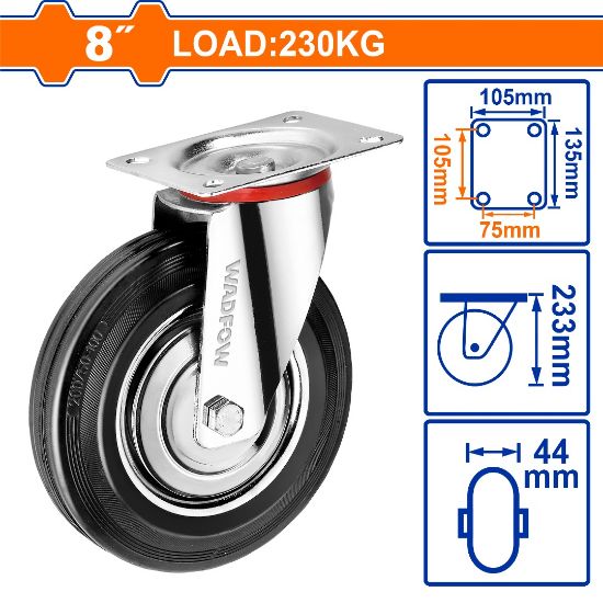 Load:230kg steel+rubber 8" دولاب قاعدة حديد متحركة - Pcs - 8" swivel caster wheel