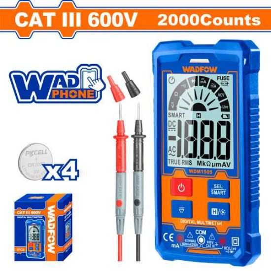 600V 2000counts Digital multimeter ساعة فحص - Pcs - Display:True RMS 2000 counts