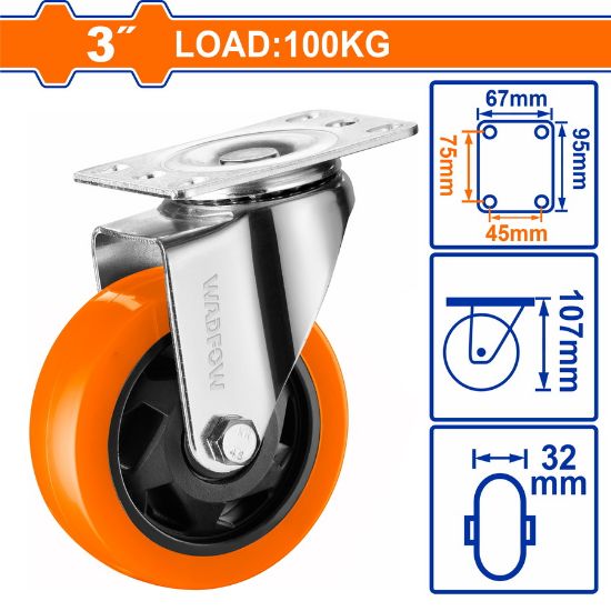 Load:100kg PP+PVC 3" دولاب قاعدة حديد متحرك - Pcs - 3" swivel caster wheel