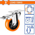 Load:150kg PP+PVC 5" دولاب قاعدة حديد متحركة بفرام - Pcs - 5" swivel caster wheel with brake