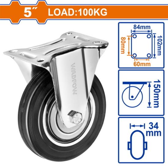Load:100kg steel+rubber 5" دولاب قاعدة حديد ثابتة - Pcs - 5" Rigid caster