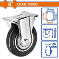 Load:150kg steel+rubber 6" دولاب قاعدة حديد ثابتة - Pcs - 6" Rigid caster