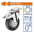 Load:150kg steel+rubber 6" دولاب قاعدة حديد متحركة بفرام - Pcs - 6" swivel caster wheel with brake