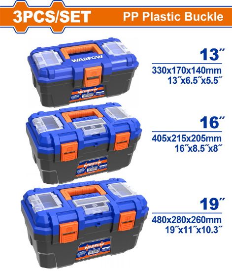 13" +16"+19"   طقم شنط عدة - CTN (4 pcs) - 3pcs plastic tool boxes set : 13"+16"+19"