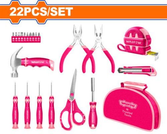22Pcs شنطة عدة نسائي - Pcs - 22 Pcs Pink hand tools set