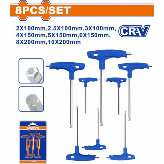 8Pcs L طقم مسدس بمسكة - Box (6 pcs) - 8 Pcs T-handle ball point hex wrench set