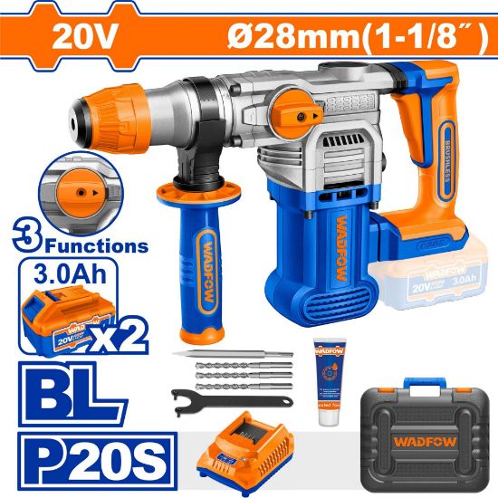 20V 2Batt+Char+Box SDS كومبرسور بطارية برم وتكسير  - Pcs - Brushless motor