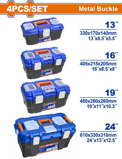 13" +16"+19"+24"  طقم شنط عدة - Pcs - 4pcs plastic tool boxes set : 13"+16"+19"+24"