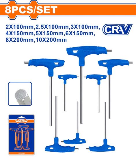 8Pcs L طقم مسدس بمسكة - Box (6 pcs) - 8 Pcs T-handle hex wrench set