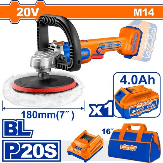 20V 1Batt 4Ah+Char+Bag 180mm BL صاروخ بوليش على البطارية - Pcs - Brushless motor
