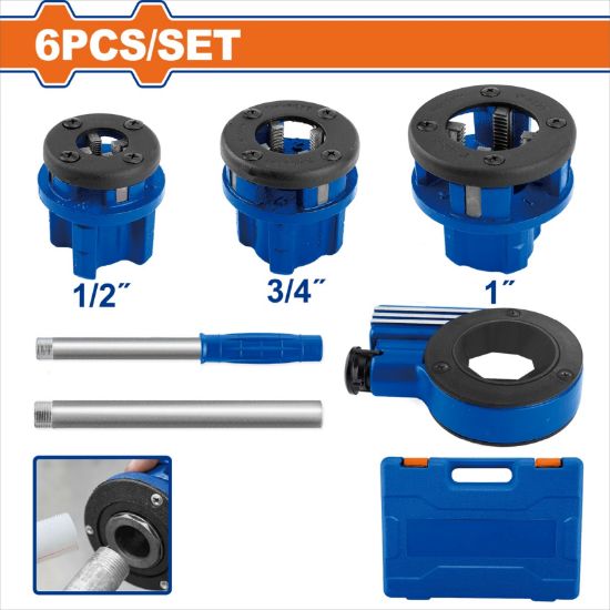 6Pcs (1/2"-3/4"-1") طقم قلووز للقساطل - Pcs - 6 Pcs pipe threading set