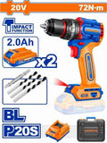 20V 2Batt 2Ah +Char+Box 72N.m BL  مقدح بطارية رجراج - Pcs - Brushless motor