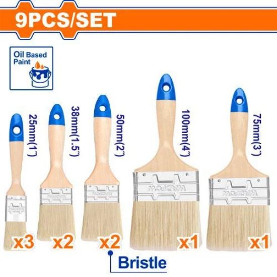 5 Pcs طقم فراشي دهان زيتي مسكة خشب - Box (4 pcs) - 9pcs paint brush set