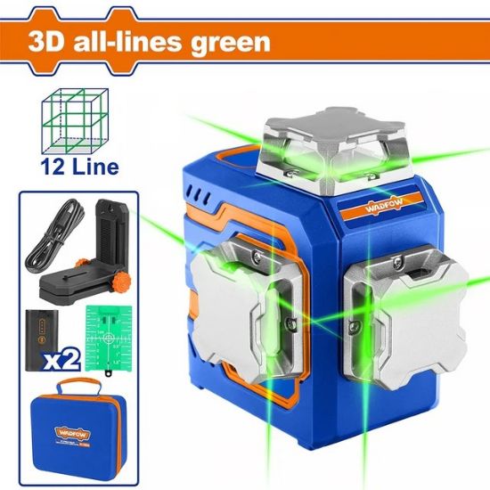 12Line 0~30m 3D ليزر شقلة 12 خط اخضر - Pcs - Green laser beams