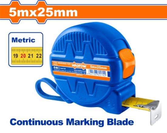 5mx25mm  متر بلاستك اصفر 1 ستوب - Box (12 pcs) - Length & width:5mx25mm