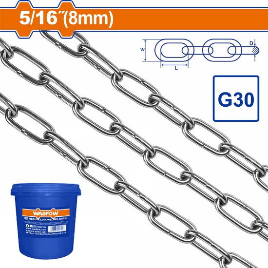 8mm(5/16") 25Kg 21m G30 جنزير مزيبق   - Pcs - Medium link chain