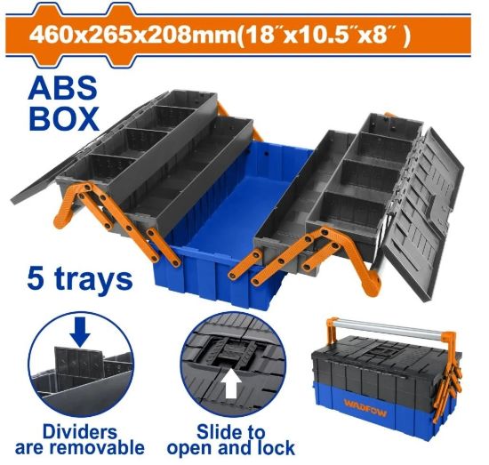35kg (18x10.5x8)" ABS+PA شنطة عدة خمس طبقات بلاستك مقوى - Pcs - Plastic tool box(5 trays)