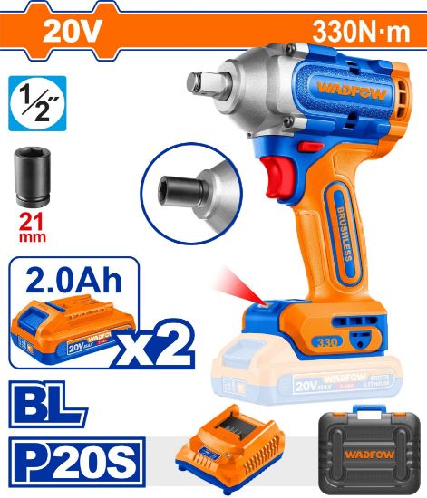 20V 2Batt 2Ah+Char+Box 330N.m BL 1/2" فرد شد عزق  - Pcs - Brushless motor